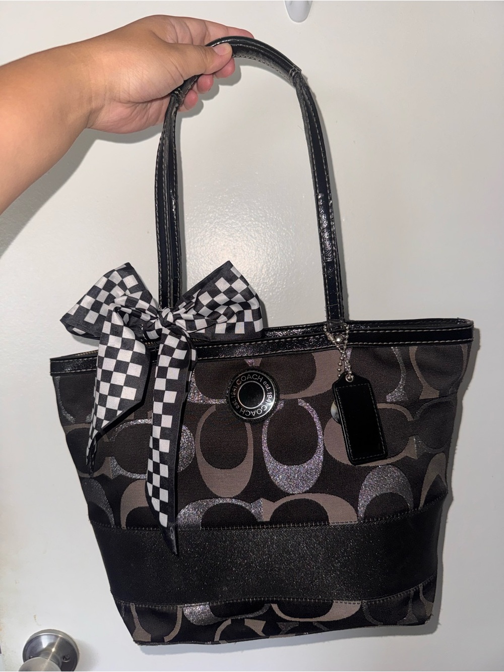 Coach signature monogram tote bag